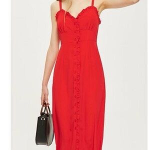 Topshop Vibrant Red Midi Dress